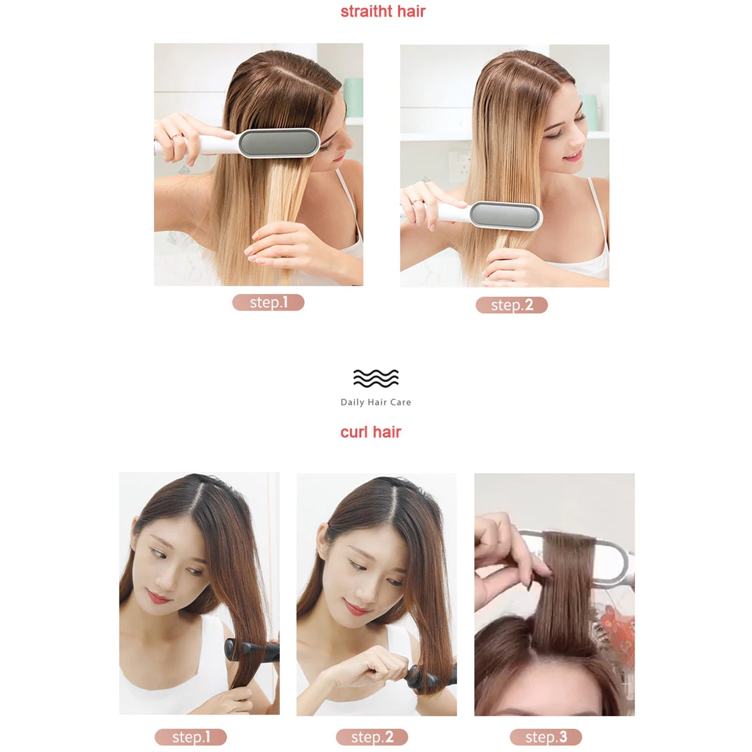 6168 Hqt-909B Hair Straightener Used While Massaging Hair Scalps And Head. ediscountshops.com